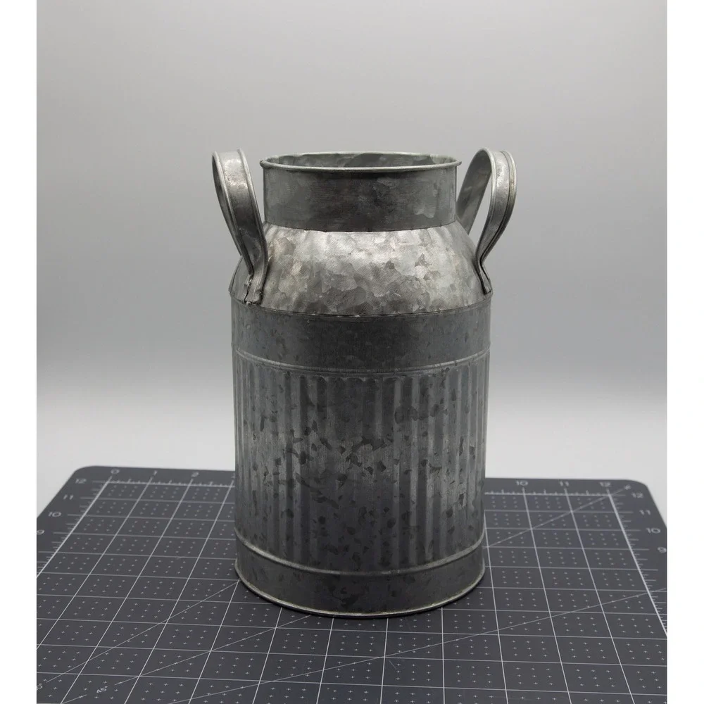 Ashland Galvanized Metal Decorative Milk Jug Farmhouse‎ Ribbed Vase